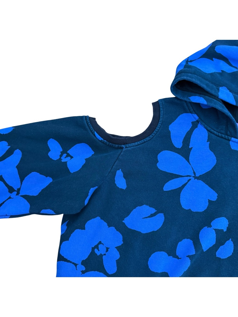Future Collective Floral Blue Cut Out Hoodie Women's Size Large Cold Shoulder - Picture 6 of 10